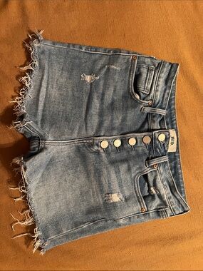 Just Black Denim Light Blue Distressed Button-Fly Jean Shorts